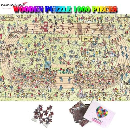 MOMEMO Happy Stadium Cartoon Jigsaw Puzzle 1000 Pieces Wooden Puzzle 1000 for Adults Kids Puzzles Toys Home Decoration 50*75cm