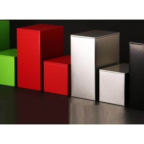 Simple Solid Container Tinplate Storage Box Tea Coffee Powder Sealed Moistureproof Canister Square Scrub Mini Desktop Organizer