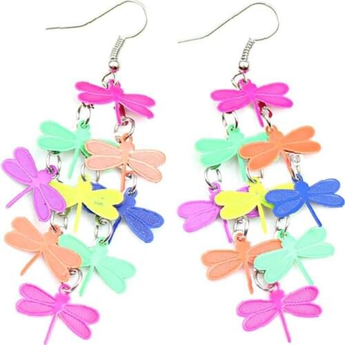 Dropshipping Earrings Fashion Compact Women Dragonfly Shape Dangler for Party Banquet