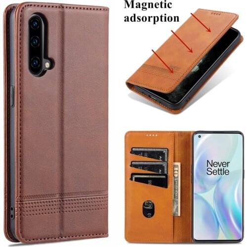 Deluxe magnetic adsorption leather case for Oneplus Nord CE 5G flip cover protective case capa fundas