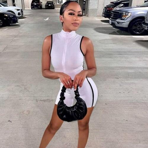 Sexy Zipper Bodycon Playsuit Club Outfits for Women Shorts Jumpsuit Summer Overalls One Piece Night Club Party Rompers Bodys