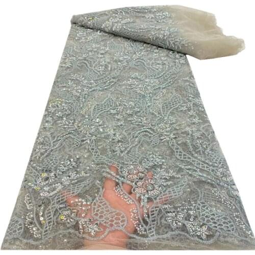 SJ Lace African Sequins Lace Fabric 2021 High Quality Embroidery Lace French Lace Fabric For Nigerian Wedding Party Sewing r3-65