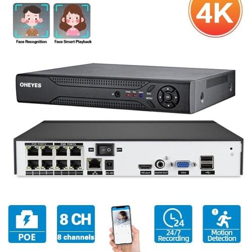 H.265 5MP 8 Channel POE NVR Kit Audio Face Detection Security Surveillance Video Recorder 8CH 5MP POE NVR System 4ch XMEYE ONVIF
