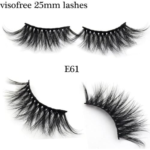 Visofree Mink Eyelashes 25MM Lashes Natural False Eyelashes Fake Lashes Long Makeup 3D Mink Lashes Eyelash Extension Lashes E61