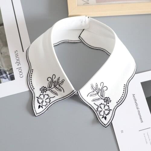 Embroidery Fake Collar Shirt Women White Lapel False Collars Woman Removable Detachable Collar Neckline Women