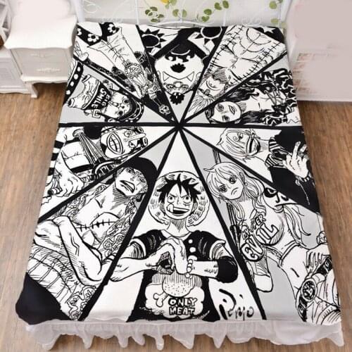 1pcs ONE PIECE Anime Cartoon Printed Bed Sheet Blanket Flannel Cosplay Accessories Home Bed Decor for Boy Girl Gift 150*200cm