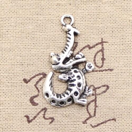 12pcs Charms Alligator Crocodile 34x18mm Antique Silver Color Plated Pendants Making DIY Handmade Tibetan Silver Color Jewelry