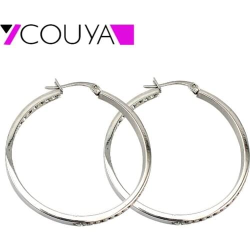 2017 Silver Color round hoop earrings with crystal Lucky earrings lovely for women fashion jewelry vintage factory wholesale