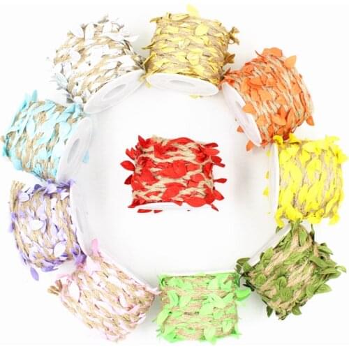 5M/10M Cords Hemp Rope Multicolor Leaves Decorated Rope Line Rope Eco-Friendly Holiday decoration Supplies Gift Packing Strin