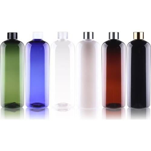 500ML X 12 Shiny Silver Gold Screw Lid Cosmetic Container Anodized Aluminum Cap Plastic Empty Bottles PET Lotion Container