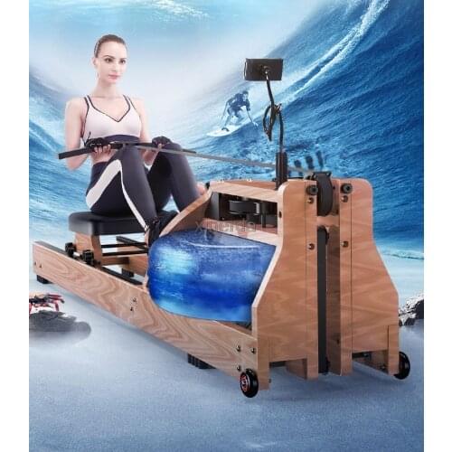 8090 Adjustable Water Resistance Wood Double Track Mute Rowing Machine Aerobic Exercise Body Glider Training Fitness Equipment