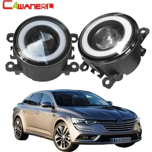 Cawanerl For Renault Talisman 2016 2017 2018 Car H11 Front Bumper Fog Light 3000LM LED COB Angel Eye Daytime Running Light 12V