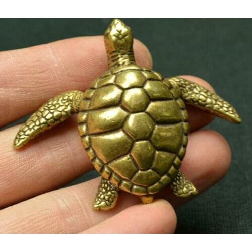 China Pure Brass Solid Little Turtle Small Statue