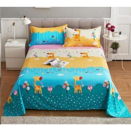 Hot Sale Cartoon Cute Bed Sheet Queen Bedsheet Sanding Bed No Soft Flat King Sheet Pillowcase