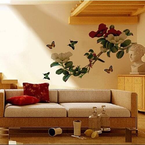 DIY Peony Flower Blossom Wall Stickers For Living Room Home Decoration Vinyl Mural art Window Posters