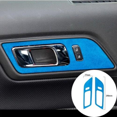 For Ford Mustang 2015-2019 Alcantara Suede Wrap Car Door Hand Panel Strip Cover Handles Trim Stickers Internal Accessories