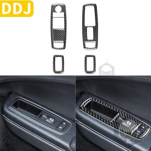 Carbon Fiber Door Control Switch Frame Sticker For Dodge Charger LD 2015+ Lifting Button Tuning Overlay Interior Car Accessories