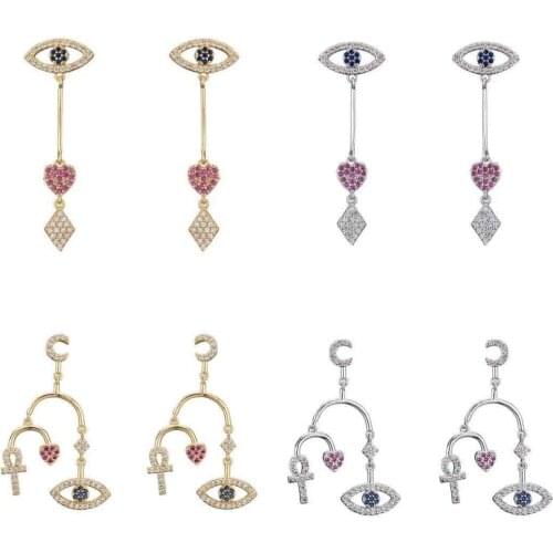 HECHENG,1 pair, Devils Eyes Love heart Ear studs,Long Chain Earrings,Wholesale,For Women and Girls Gift