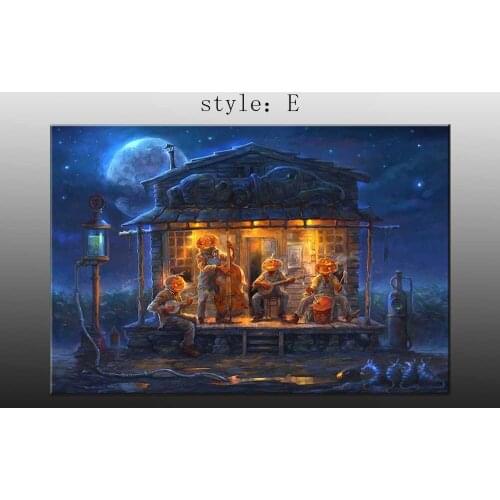 Halloween party Pumpkin Home Artwork Wall Decor Oil Painting Printed on Canvas Living Room Bedroom Home Decoration No Frame