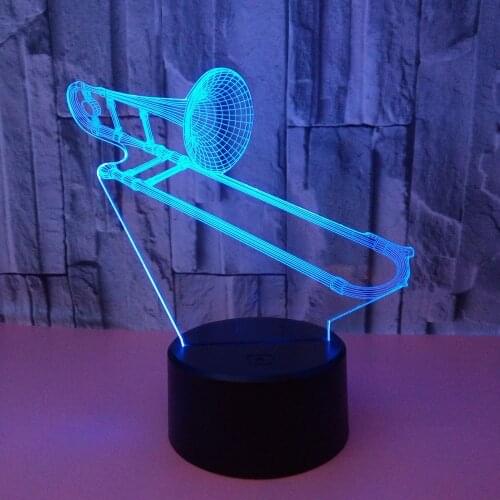 Instrument Trumpet 3d Lamp 7 Color Change Touch Remote LED Nightlight For Home Bedroom Deocr Gift for Friends