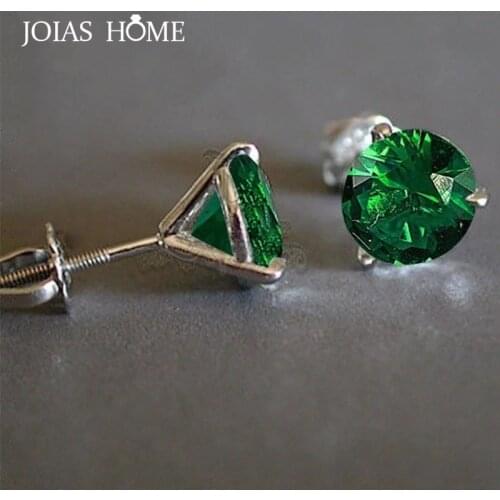 JoiasHome 925 Sterling Silver Earrings Korean Simple Green Square Screw Light Bead Geometric Earrings Women Party Gift Wholesale