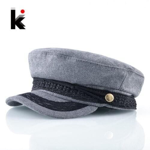 Spring Autumn Newsboy Hats For Women Lace belt button Military Caps Ladies Fashion Streetwear Flat Caps Female Octagonal Boina