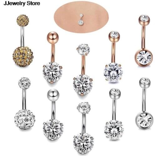 5Pcs Crystal Belly Button Ring Belly Bar Navel Piercing Jewelry Fashion Summer Women Jewelry Party Gift Beauty Decor