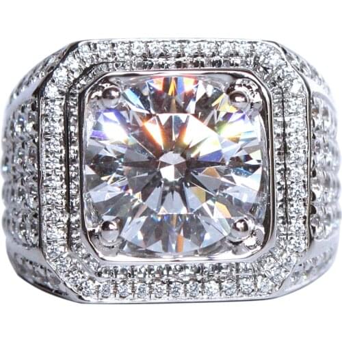 Fine Solitaire Male 4ct Lab Sona Diamond Ring 925 sterling silver Jewelry Engagement Wedding band Rings for men Anniversary gift