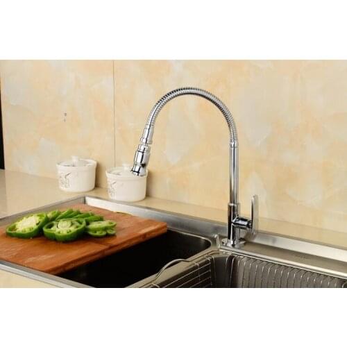 Copper kitchen sink basin faucet single, Brass single cold dish basin faucet chrome, Rotated wash basin faucet kitchen pull down