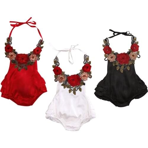 Citgeett Fashion Summer Infant Baby Girls Outfits Backless Floral Neck Bodysuit Sunsuit Ruffles Patchwork Neck Clothe 0-3Y SS