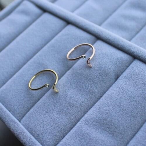 Fashion small crescent ring Rhinestone rings adjustable ring free shipping wholesale