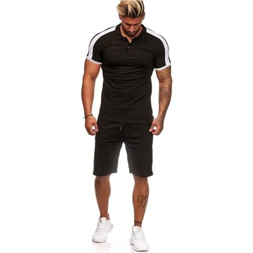 QNPQYX Men Tracksuits Polo Shirts And Shorts Gradient Fold Sport Suit Men Fitness Sets 2021 Causal Sports Suits For Men Clothing