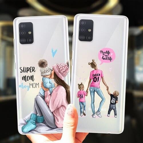 Super Mama Girl Mom Boy Baby Case For Samsung A52 A72 A51 A71 A50 A70 A02 A12 A42 A32 A31 A21S A41 A40 A30 A20 A11 Soft Cover
