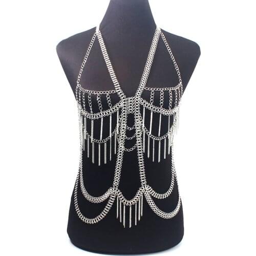 Wholesale Women Body Chain Fashion Gold Multilayer Tassel Bikini Necklace Jewelry Top Quality BY216