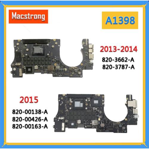 Tested A1398 Motherboard 820-3787-A for MacBook Pro 15" Logic Board Late 2013 2014 i7 2.2/2.3/2.6GHz 16GB RAM 820-3662-A