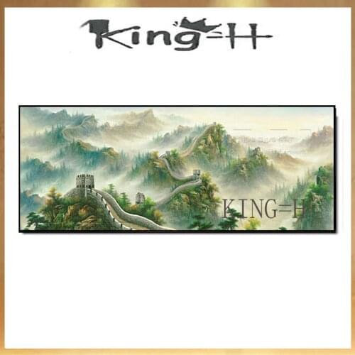 Excellent Artist Hand-painted High Miracle Building Great Wall Oil Painting on Canvas Chinese Building Landscape Oil Painting