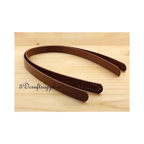 A pair of 55cm Pu leather handles sew one purse handles for bag dark coffee K143