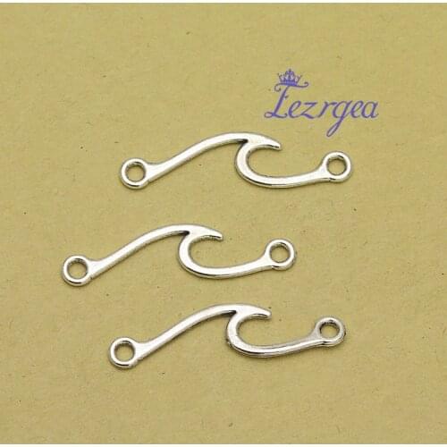 20pcs/lot--33x9mm, wave charms, Antique silver plated Sea wave connector charms,DIY supplies,Jewelry accessories