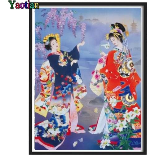 Full Drill Square Diamond Painting Japanese woman sakura Diamond Embroidery Mosaic 5D Diy Cross Stitch Kit Home Decor