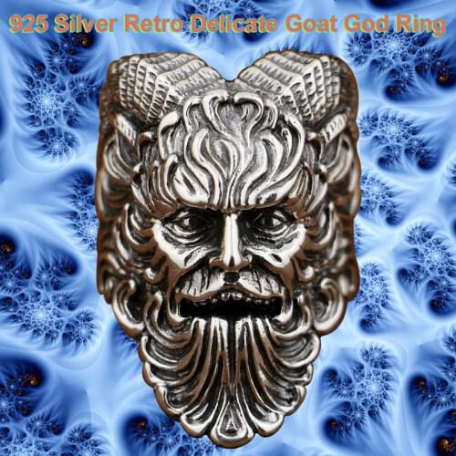 Retro Fashion Chinese Zodiac Ring Solid 925 Sterling Silver Cool Knight Individuality Great Goat God Ring TA88 US Size 7~15