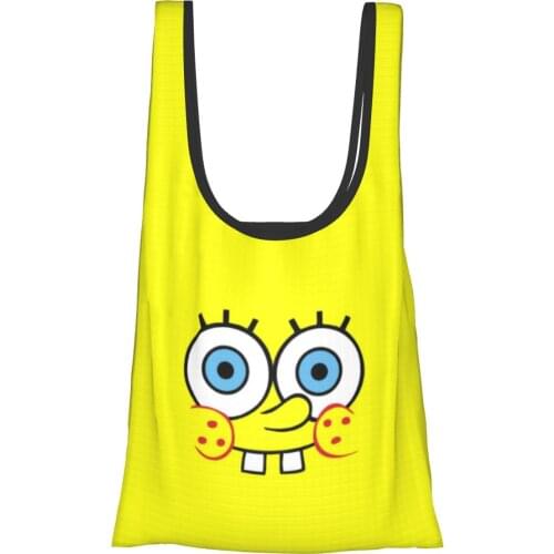 Sponge8 Bag Woman Cheap Fold eco-friendly Bag Kawaii Anime Ins Storage Bag