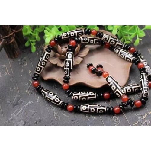 Tibetan prayer worry dzi bead old agate 9 eyes necklace gzi tibet AAAAA