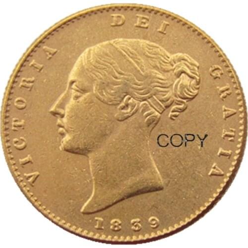 UK 1839-PS Queen Victoria Young Head Gold Coin Very Rare Half Sovereign Die Copy Coins