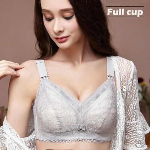 Super Push Up Bras for Women Plus Large Big Size Bralette Gathered Adjustable Brassiere Underwear Wire Free Lingerie 36-46 D E