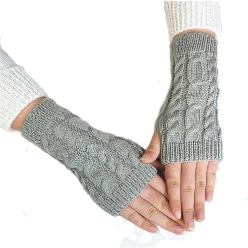 Winter Unisex Half-finger Cotton Warm Gloves Men Women Arm Sleeves Fingerless Knitted Mittens