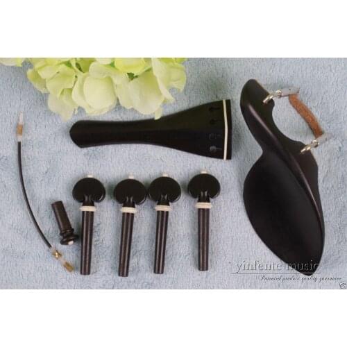1set new ebony 4/4 violin tailpiece End pin Violin peg chin rest tailgut #701