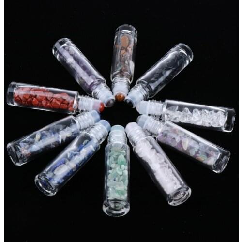 10 Pcs 10ml Empty Clear Glass Essential Oil Gemstone Roller Balls Bottles