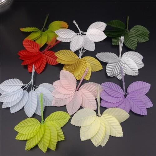 12pcs/lot Multicolor Artificial Flowers Leaves Torus for Wedding Decoration Foliage Rose Leaf Decorative Floristry Craft Flowers