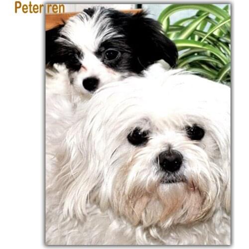 Diy Diamond painting dog cross stitch Animal 5d Square\Round Diamond mosaic Rhinestone dogs Full Diamond embroidery Bichon Frise