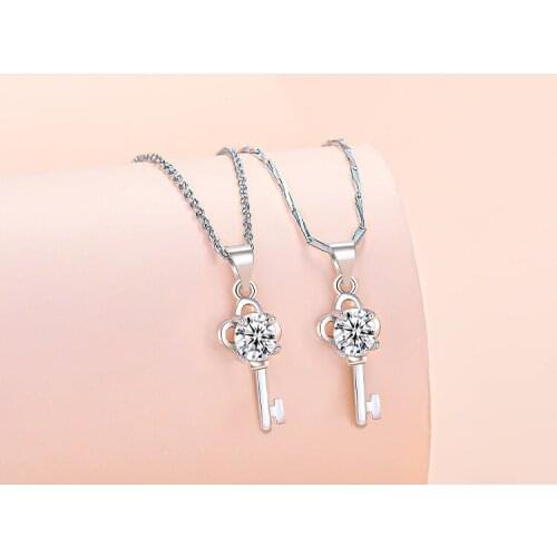 Lyvior Key Necklace Female Temperament Student Personality Zircon Pendant Cross Chain Melon Seed Chain Gifts for Women